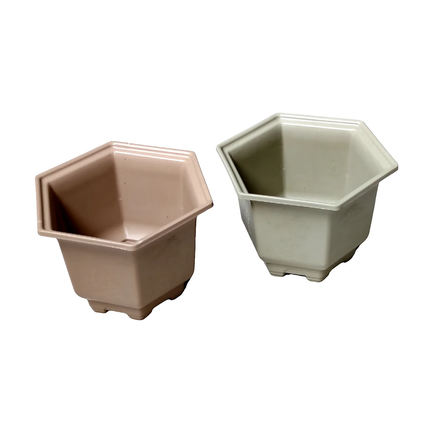 Hexagonal plastic flower pot (two colors)