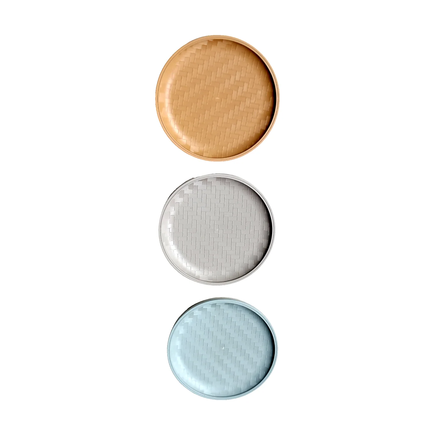 Faux-rattan plastic round tray (three colors)